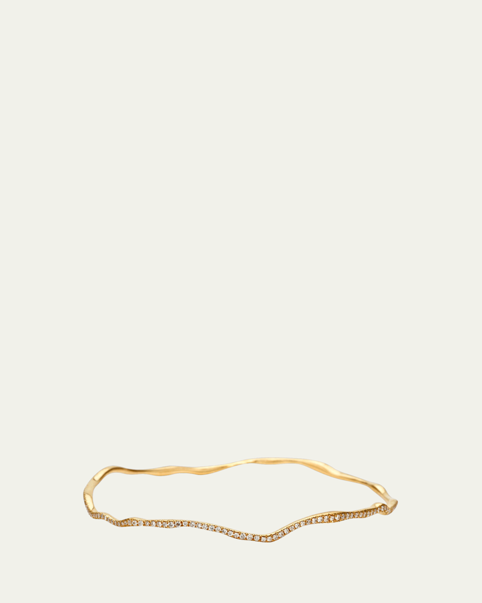 Drizzle Thin Wavy Pave Diamond Gold Bangle